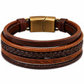 Bracciale Multistrato Intrecciato in Marrone con Chiusura Magnetica