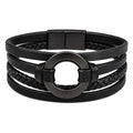 Bracciale Uomo Nero con Design Intrecciato e Chiusura Magnetica