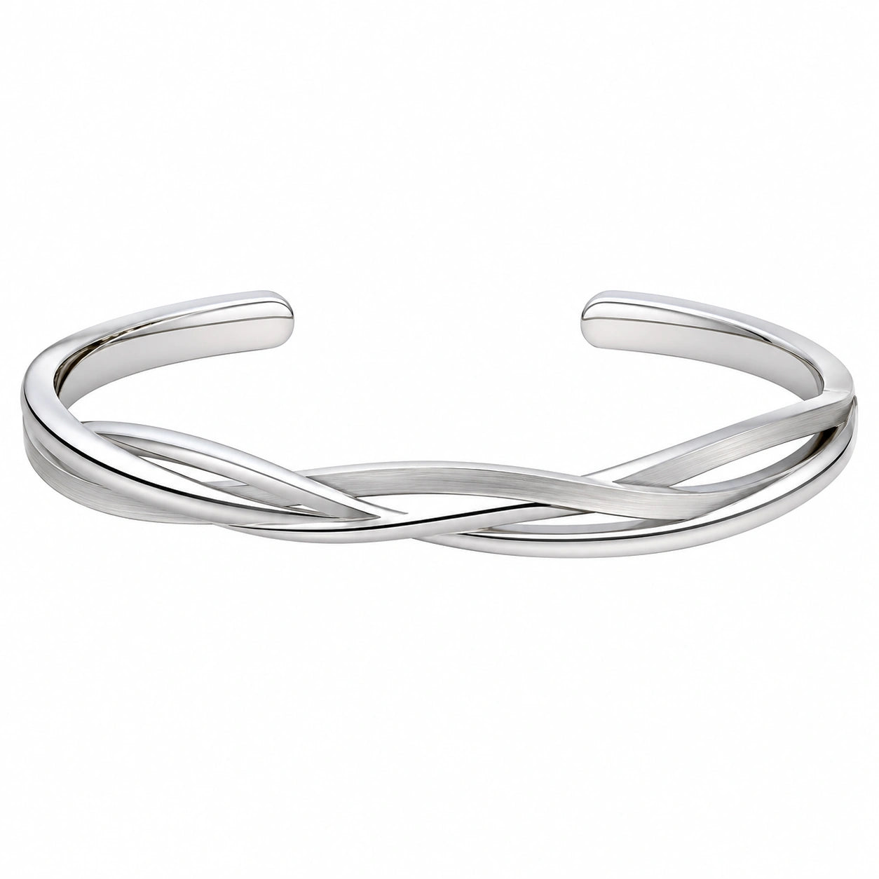 Bracciale Rigido Aperto Intrecciato Argento Elegante 18 cm