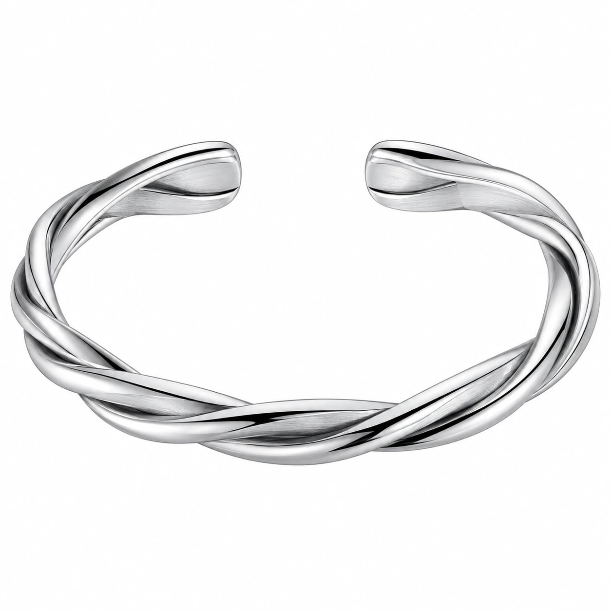 Bracciale rigido intrecciato argento, design elegante