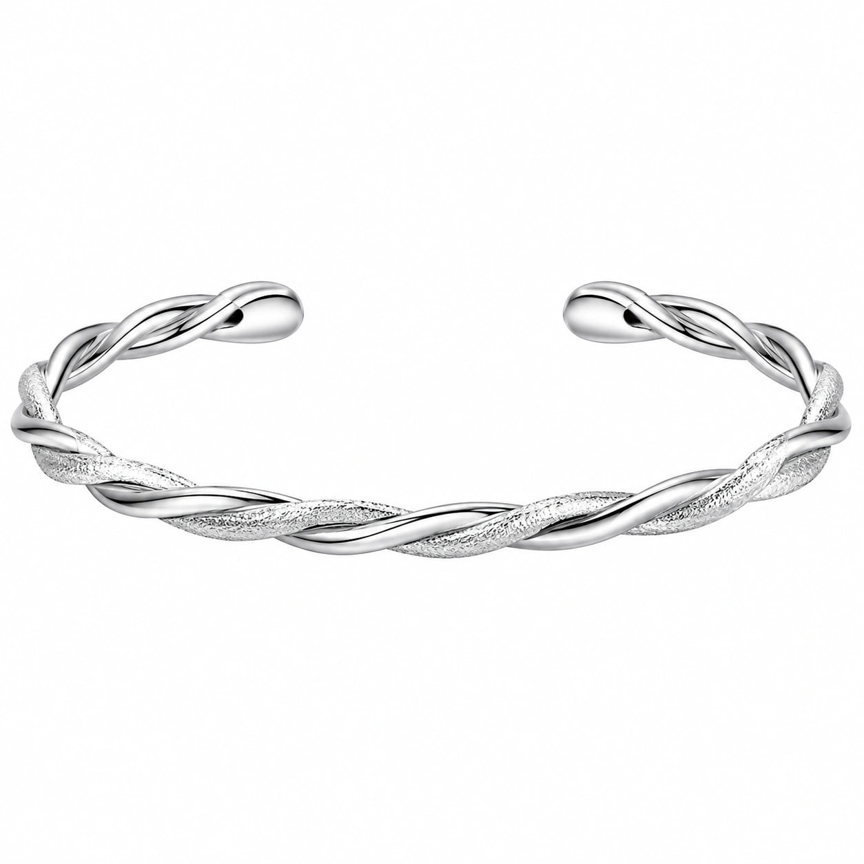 Bracciale Aperto Intrecciato Argento Regolabile 18cm
