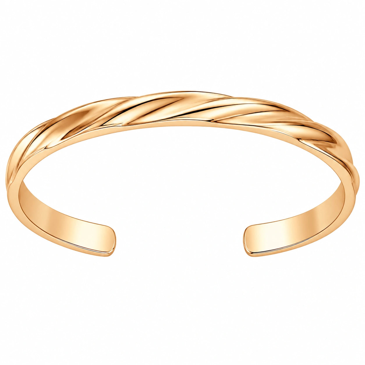 Bracciale Rigido Aperto Intrecciato Oro Rosa