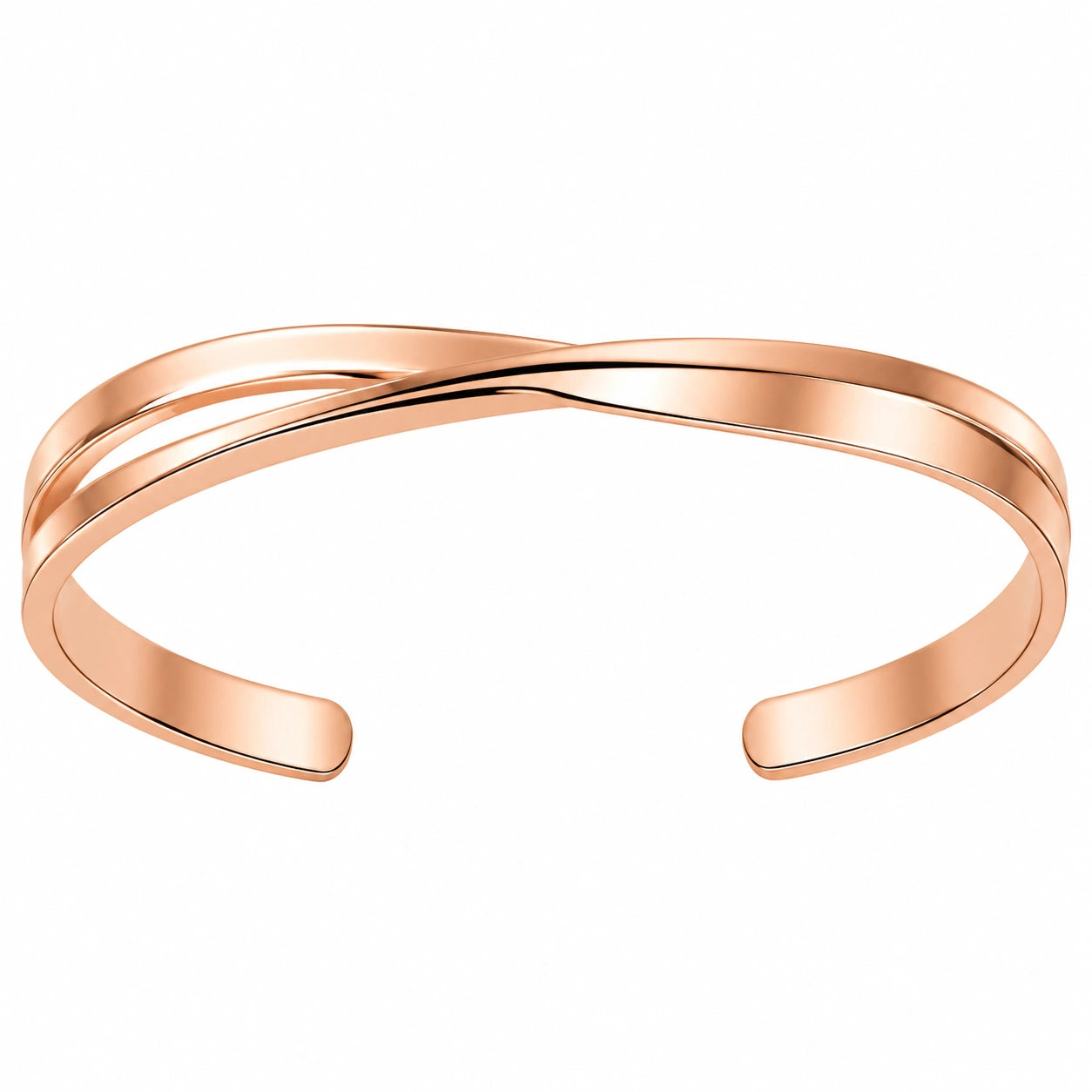 Bracciale aperto intrecciato in oro rosa