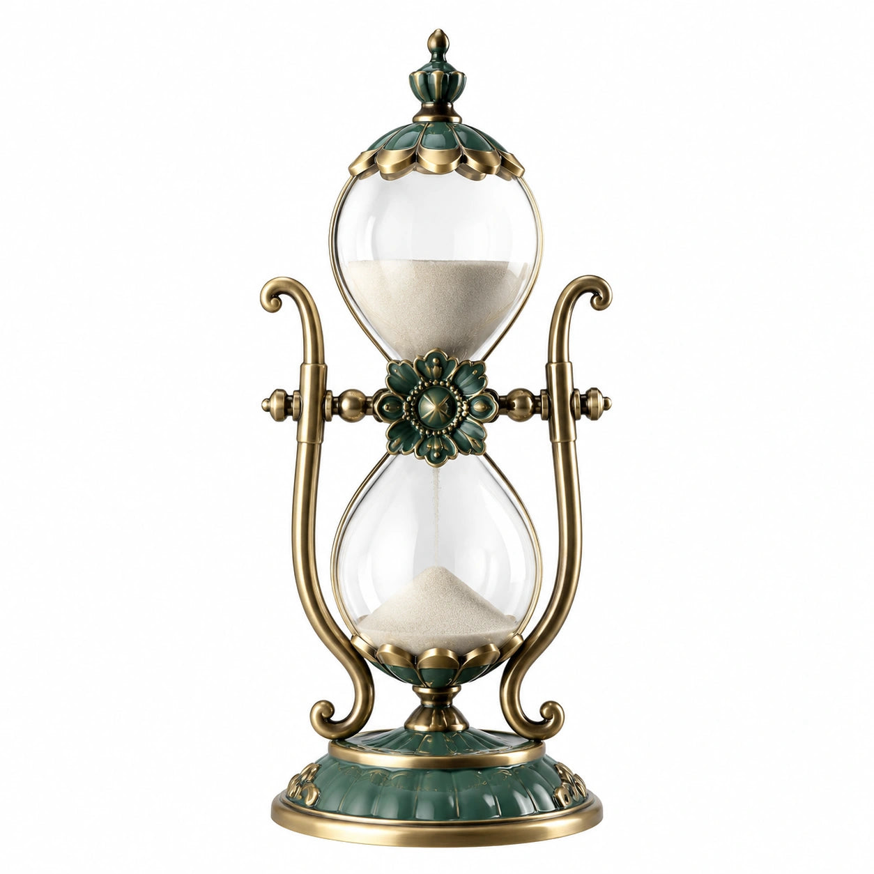 Clessidra Decorativa Verde e Oro in Vetro e Metallo