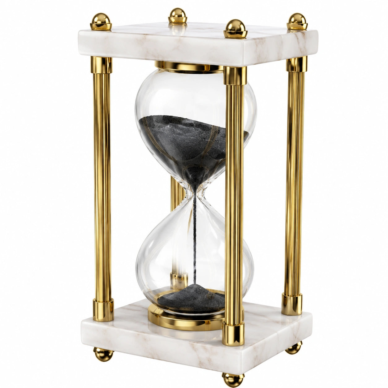 Clessidra Decorativa in Vetro e Marmo con Dettagli in Oro