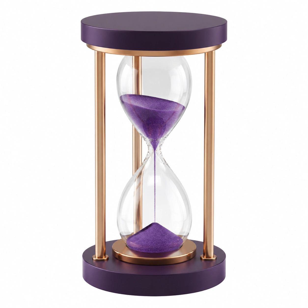 Clessidra Decorativa in Vetro e Metallo, 60 Minuti, Viola