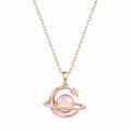 Collana Pendente Pianeta in Oro Rosa con Pietra Centrale Rosa
