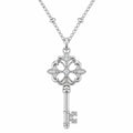Collana con Ciondolo Chiave in Argento con Zirconi, 45 cm