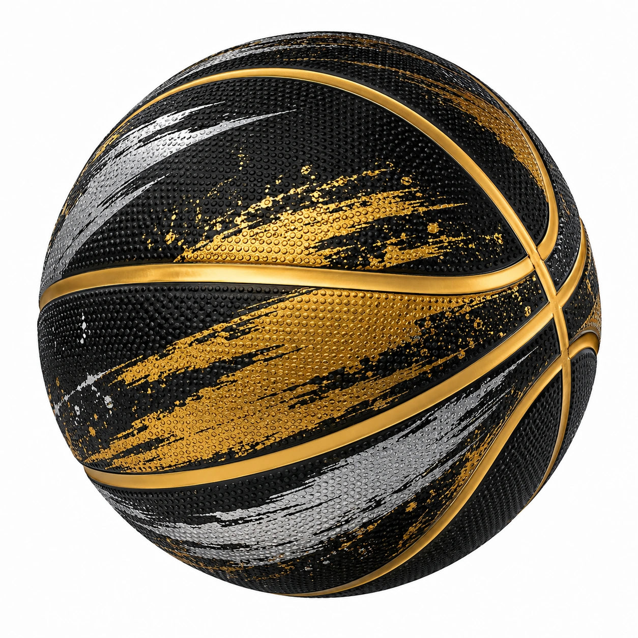 Pallone da basket nero oro argento con motivo accattivante