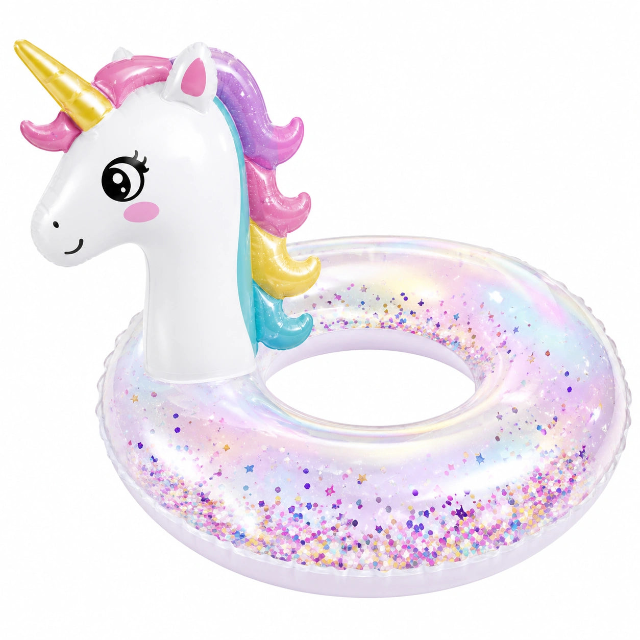 Unicorno Gonfiabile per Bambini, Anello Piscina Galleggiante Multicolore